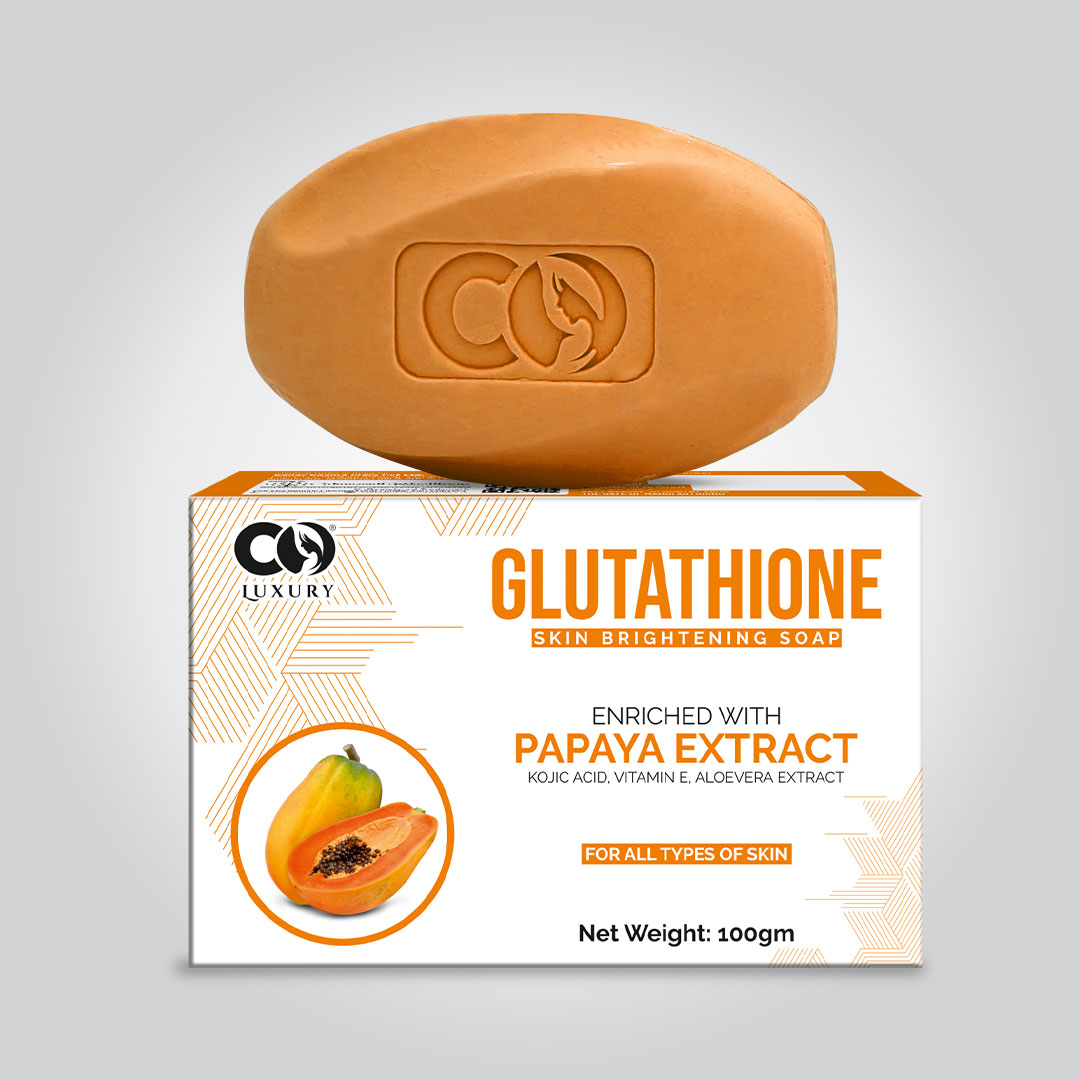 CO LUXURY Skin Brightening Soap with Glutathione, Papaya Extracts & Kojic Acid